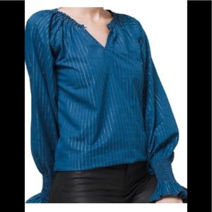 WHBM blue and silver blouse, NWT, size XL